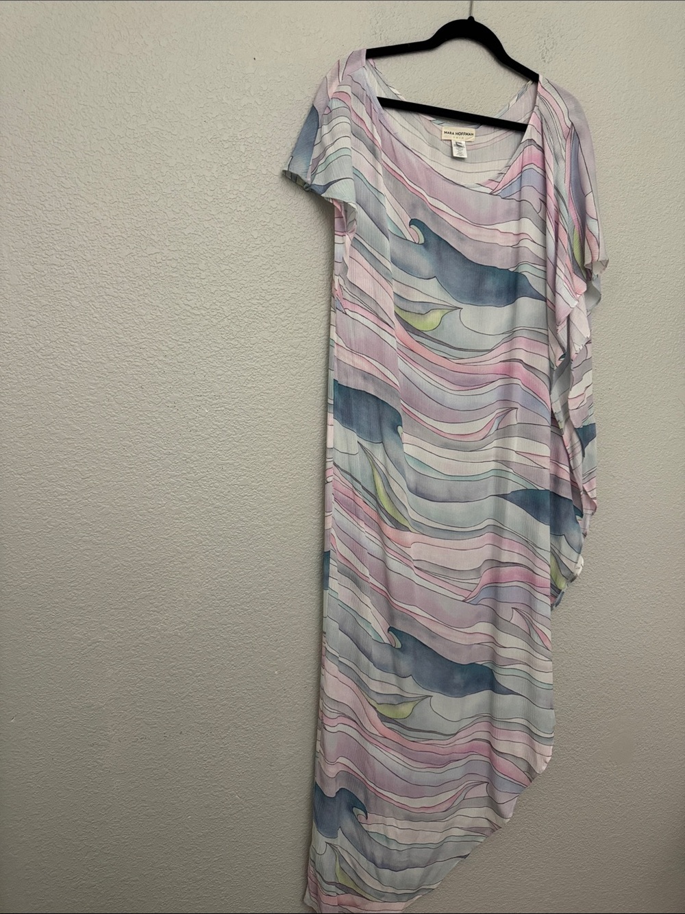 Mara Hoffman Swim One Shoulder Dashiki Waves Caftan Cover-Up OS One Size - Picture 5 of 12